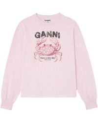 Ganni - Crab-Print Long-Sleeve T-Shirt - Lyst