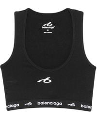Balenciaga - Logo-Print Cropped Tank Top - Lyst