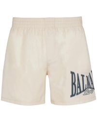 Balmain - Logo-Print Swim Shorts - Lyst