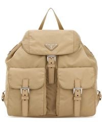 Prada - Sand Canvas Backpack - Lyst