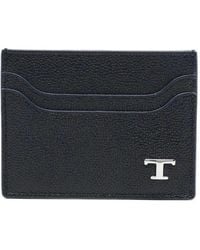 Tod's - Grained Leather Cardholder With Metal T Timeless Logo - Lyst
