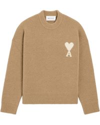 Ami Paris - Crewneck Alpaca Sweater With Ami De Coeur - Lyst