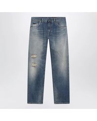 Dolce & Gabbana - Dolce&Gabbana Washed-Effect Jeans With Logo Plaque - Lyst