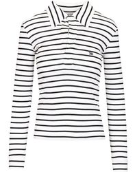 Celine - Striped Long-Sleeve Open Shirt-Collar Sweater - Lyst