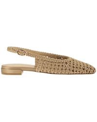 Stuart Weitzman - Woven Satin Slingback Flats With Pointed Toe - Lyst