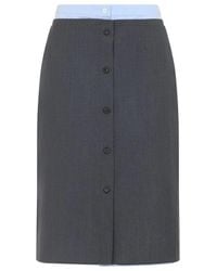 Prada - Ardesia Wool And Cotton Skirt - Lyst