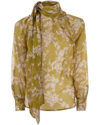 Elisabetta Franchi - Printed Silk Voile Blouse - Lyst