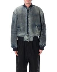 Balenciaga - Standard Cotton Denim Bomber Jacket - Lyst
