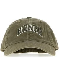 Ganni - Washed Cotton Canvas Cap Emb - Lyst
