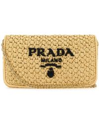 Prada - Raffia Crossbody Bag - Lyst
