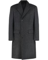Prada - Single-Breasted Wool Coat Virgin - Lyst