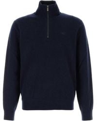 Burberry - Dark Blu Stretch Cashmere Blend Sweater - Lyst