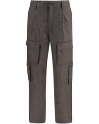 Brunello Cucinelli - Virgin Wool Flannel Cargo Pants Moro - Lyst