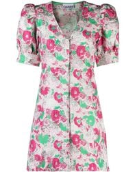 Ganni - Printed Mini Dress - Lyst