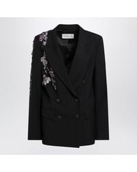 Dries Van Noten - Doublebreasted Jacket With Floral Sequinned Appliqués - Lyst