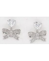 Self-Portrait - Crystal Heart Bow Drop Earrings - Lyst