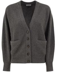Brunello Cucinelli - Ribbed Cashmere V-Neck Cardigan - Lyst