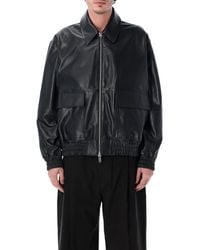Studio Nicholson - Piston Leather Bomber Jacket - Lyst
