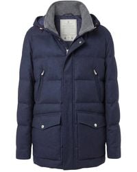 Brunello Cucinelli - Bonded Wool Flannel Down Parka With Detachable Hood - Lyst