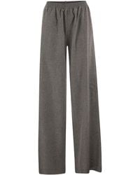 Fabiana Filippi - Virgin Wool Flannel Trousers With Elasticated Waistband - Lyst
