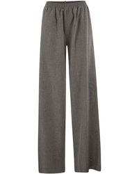 Fabiana Filippi - Virgin Wool Flannel Trousers With Elasticated Waistband - Lyst