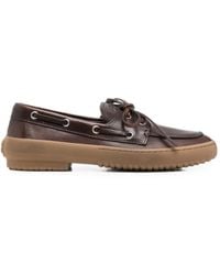 Miu Miu - Lace-Up Leather Boat Shoes - Lyst