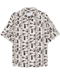 Prada - Printed Cotton Silk Blend Shirt - Lyst