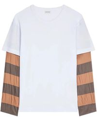 Dries Van Noten - Loose Fit Contrast Striped Sleeves T-Shirt - Lyst