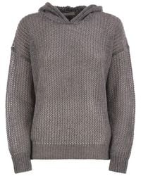 Peserico - Hooded Open-Knit Jumper With Sequins - Lyst