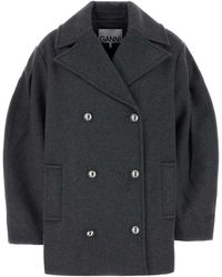 Ganni - Wool Blend Coat - Lyst