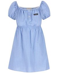 sachin and babi light blue dress Miu Miu Embroidered Poplin Mini Dress in Blue
