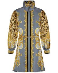 Versace - Dress Cheetah Foulard On Silk Crepe Satin Lw - Lyst