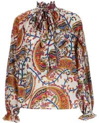 Etro - Paisley Print Tie-Neck Blouse - Lyst