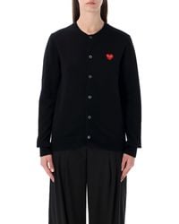 COMME DES GARÇONS PLAY - Wool Cardigan With Crystal Heart - Lyst