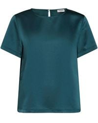 Weekend by Maxmara - Satin Keyhole-Detail Jersey-Panel T-Shirt - Lyst