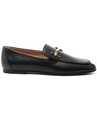 Tod's - Branded Metal Bar Leather Loafers Shoes - Lyst