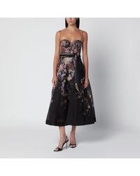 Zimmermann - Valiant Floral Silk Linen Corset Midi Dress - Lyst