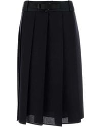 Prada - Dark Wool Skirt - Lyst