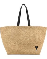 Ami Paris - Ami Raffia Shopping Bag - Lyst