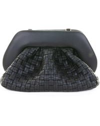 THEMOIRÈ - Tia Clutch Bag With Woven Straw Motif And Shoulder Strap - Lyst