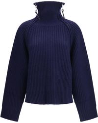Ganni - Wool Zip-Neck Sweater - Lyst