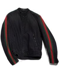 Gucci - Denim Jacket With Web Band - Lyst