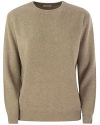 Brunello Cucinelli - English Rib Cashmere Sweater With Monile - Lyst