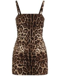 Dolce & Gabbana - Leo-Print Charmeuse Dress - Lyst