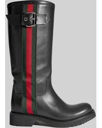 Gucci - Biker Boots With Web - Lyst
