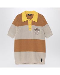 Fendi - Striped Cotton Polo Shirt With Club Coat Of Arms - Lyst