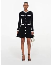 Self-Portrait - Chenille Knit Flower Trim Mini Dress - Lyst