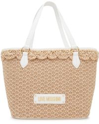 Moschino - Logo Tag Rafia Tote Bag - Lyst