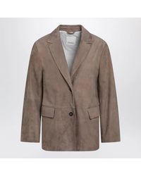 Max Mara - Max Mara S Singlebreasted Hazelnut Suede Jacket - Lyst