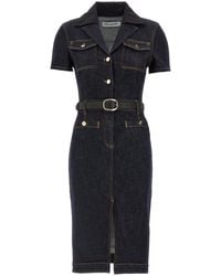 Self-Portrait - Denim Midi' Dress - Lyst